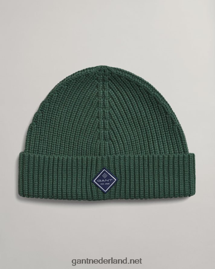 GANT Heren Bos Groen katoenen geribbelde gebreide muts R48460473