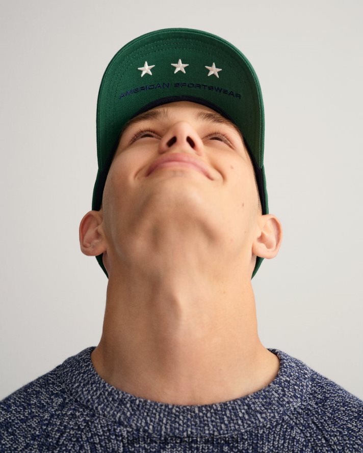 GANT Heren Bos Groen retro schild twill pet R48460477