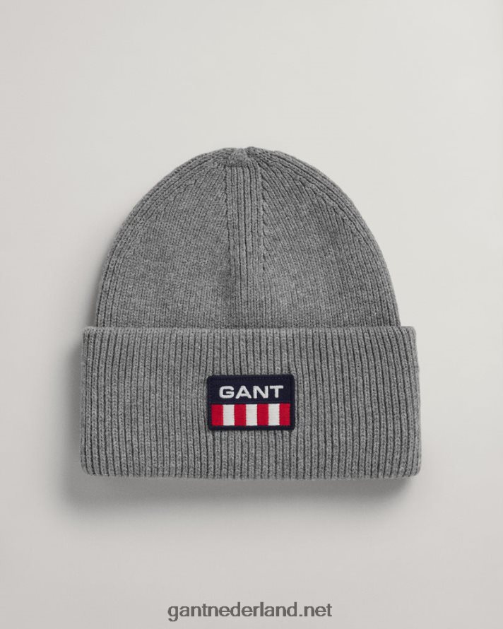 GANT Heren donkergrijs gemêleerd retro schild muts R48460489