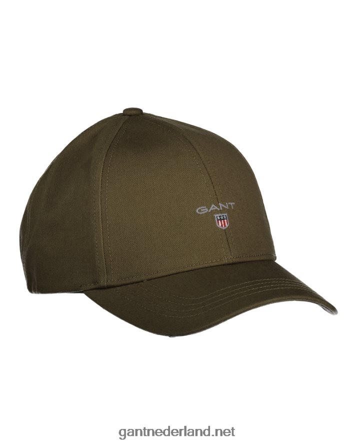 GANT Heren jagersgroen hoge pet van katoenen keperstof R48460484