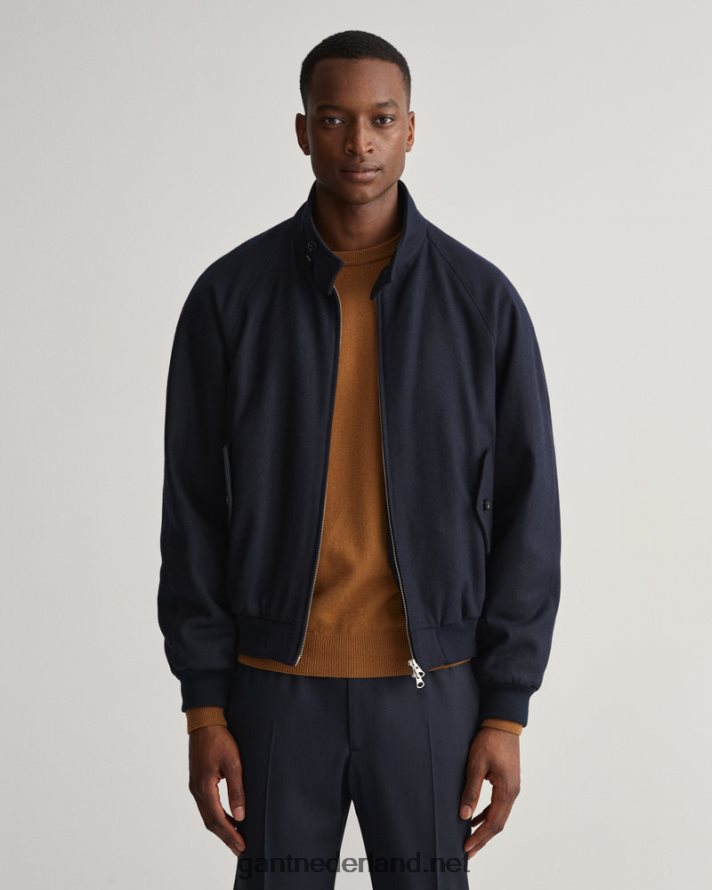 GANT Heren avond blauw wollen harrington jas R48460377
