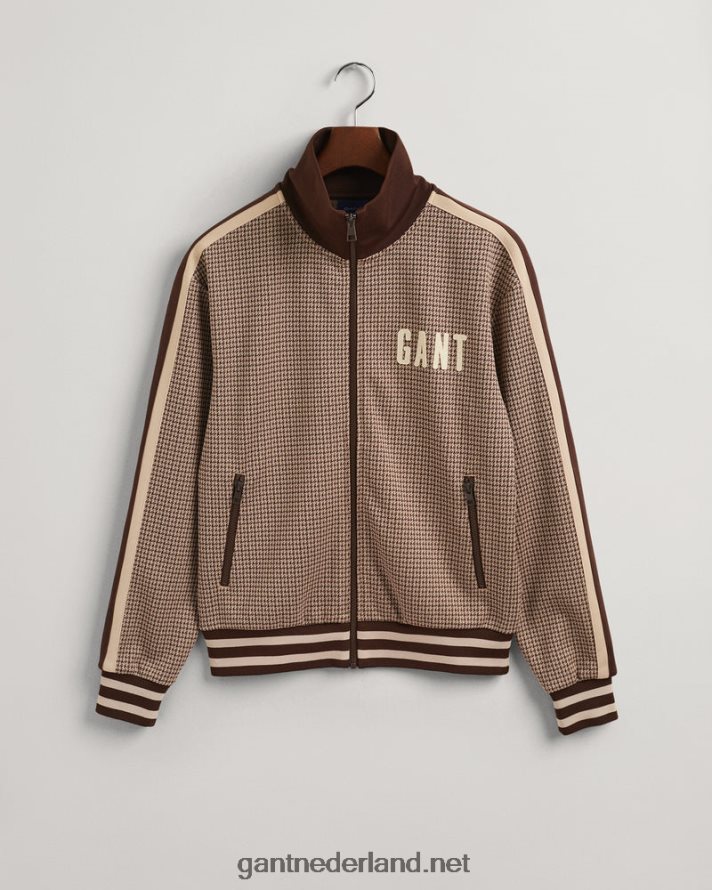 GANT Heren chocolade bruin pied-de-poule trainingsjack R48460378