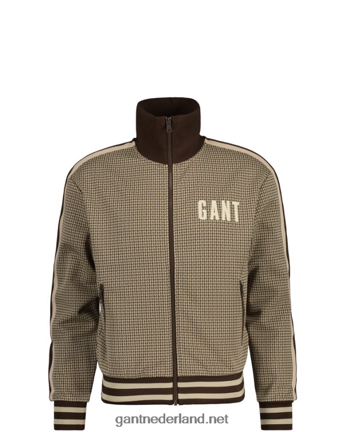 GANT Heren chocolade bruin pied-de-poule trainingsjack R48460378