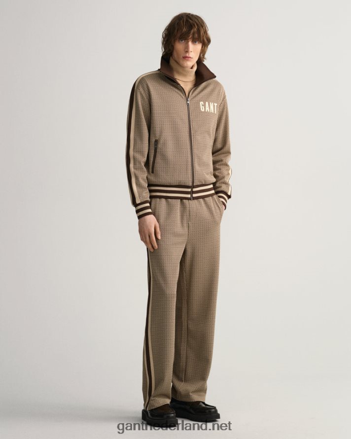 GANT Heren chocolade bruin pied-de-poule trainingsjack R48460378