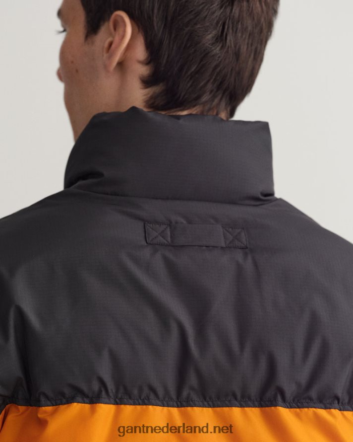 GANT Heren dk mosterd sinaasappel geblokt gewatteerd jack R48460369