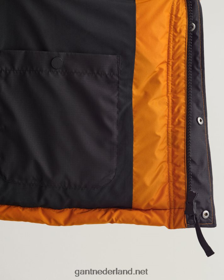 GANT Heren dk mosterd sinaasappel geblokt gewatteerd jack R48460369