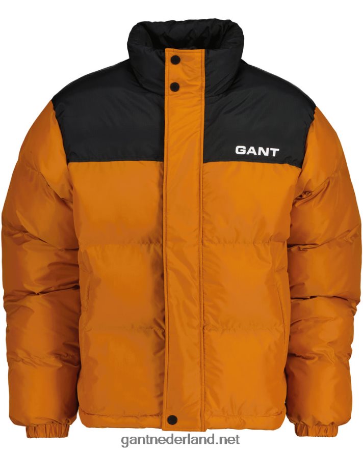 GANT Heren dk mosterd sinaasappel geblokt gewatteerd jack R48460369