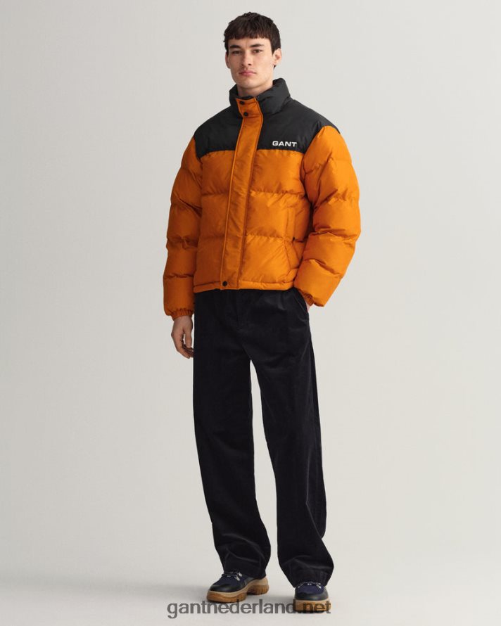 GANT Heren dk mosterd sinaasappel geblokt gewatteerd jack R48460369