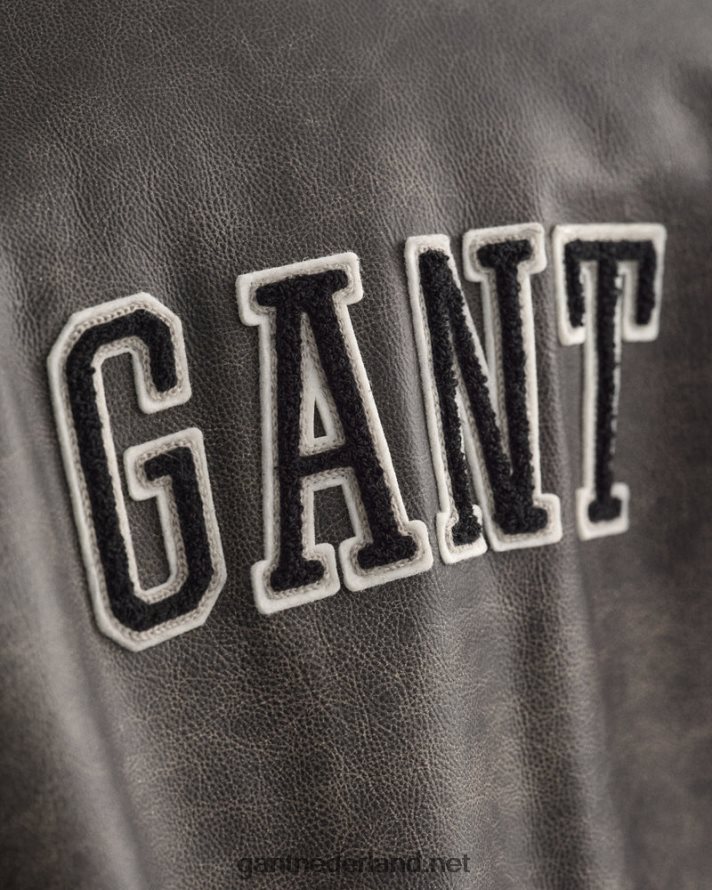 GANT Heren grafiet leren universiteitsjack R48460394