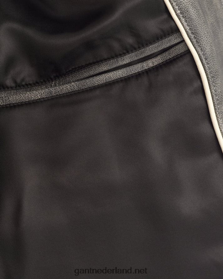 GANT Heren grafiet leren universiteitsjack R48460394