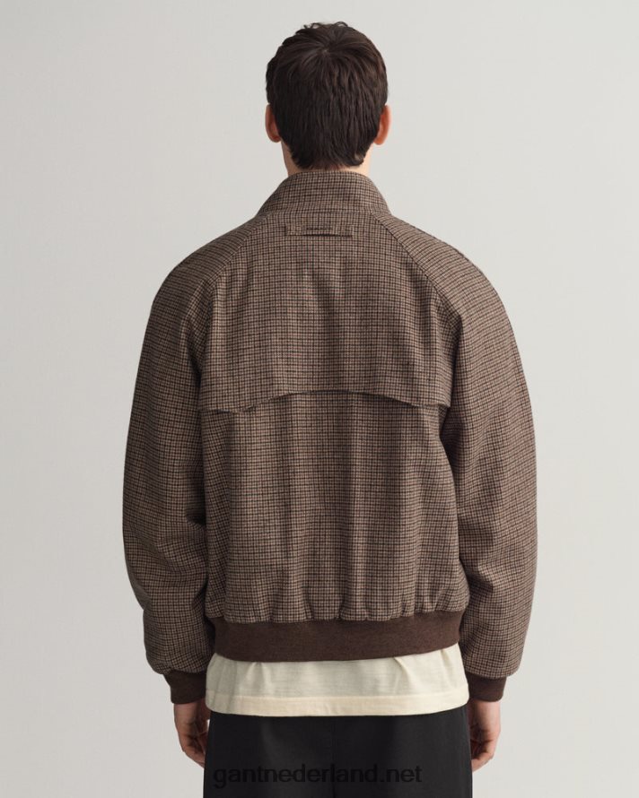 GANT Heren hazelnoot beige geruit wollen harrington jack R48460381
