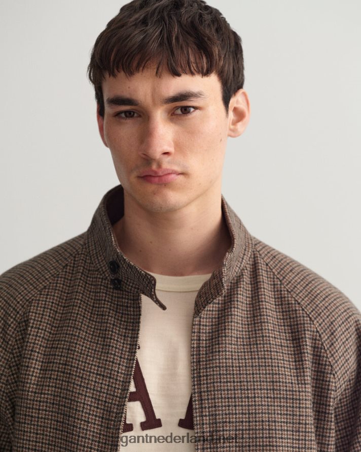 GANT Heren hazelnoot beige geruit wollen harrington jack R48460381