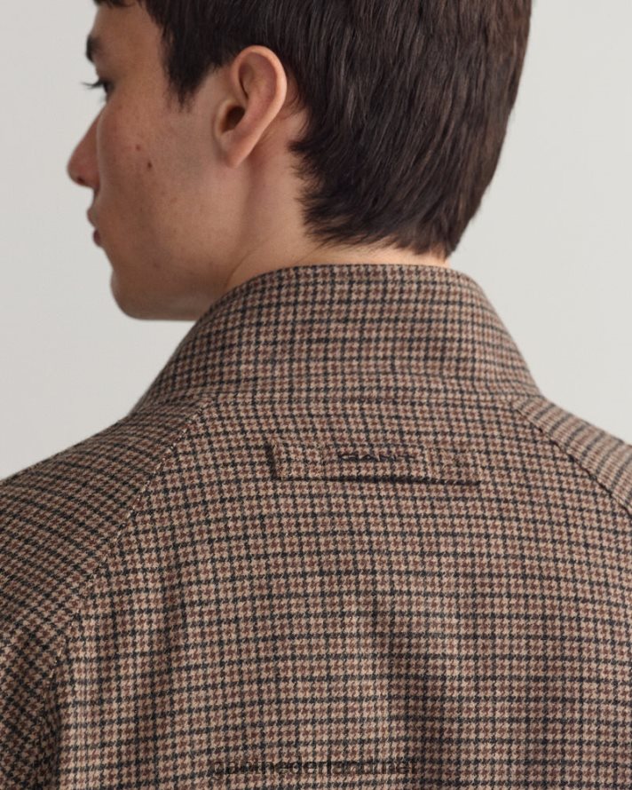 GANT Heren hazelnoot beige geruit wollen harrington jack R48460381