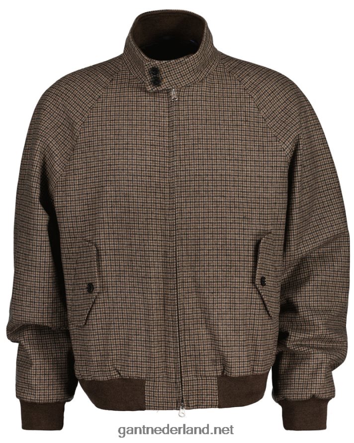 GANT Heren hazelnoot beige geruit wollen harrington jack R48460381