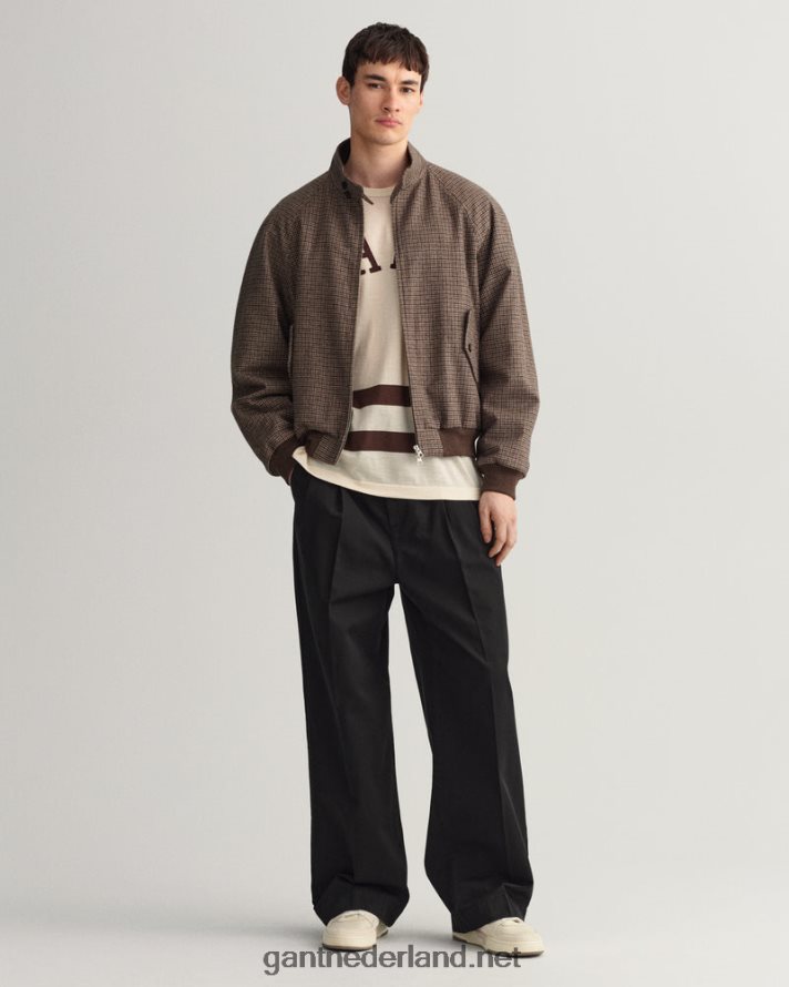 GANT Heren hazelnoot beige geruit wollen harrington jack R48460381