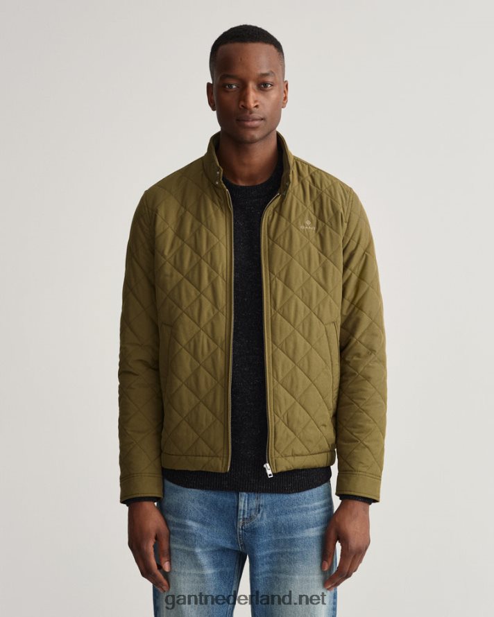 GANT Heren leger groen gewatteerde windjack R48460393