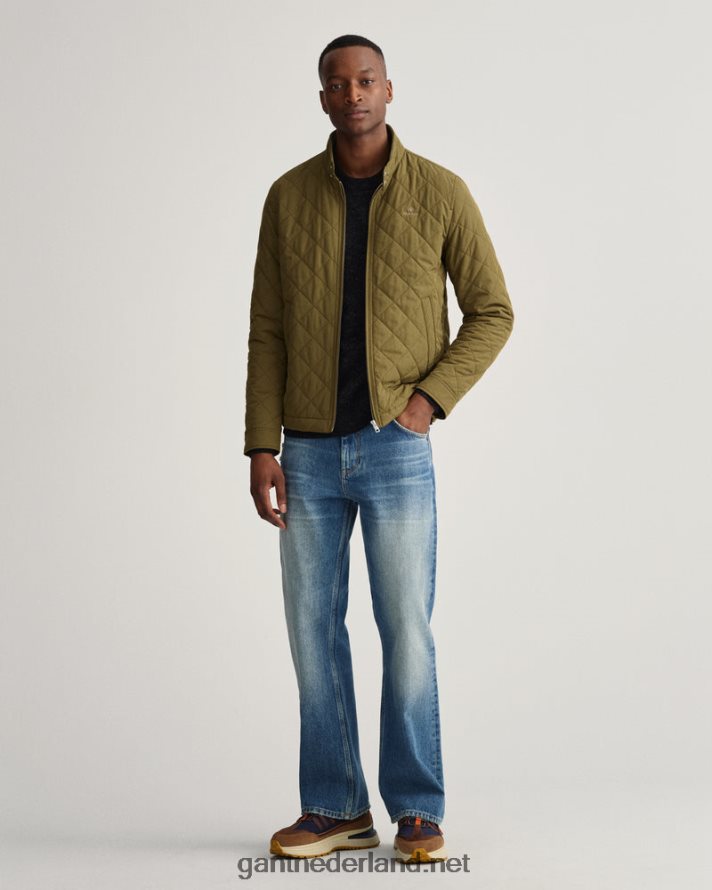 GANT Heren leger groen gewatteerde windjack R48460393