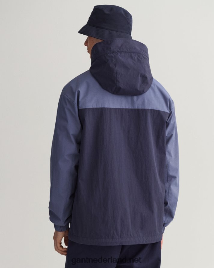 GANT Heren orkaan blauw geblokt jack met capuchon R48460384