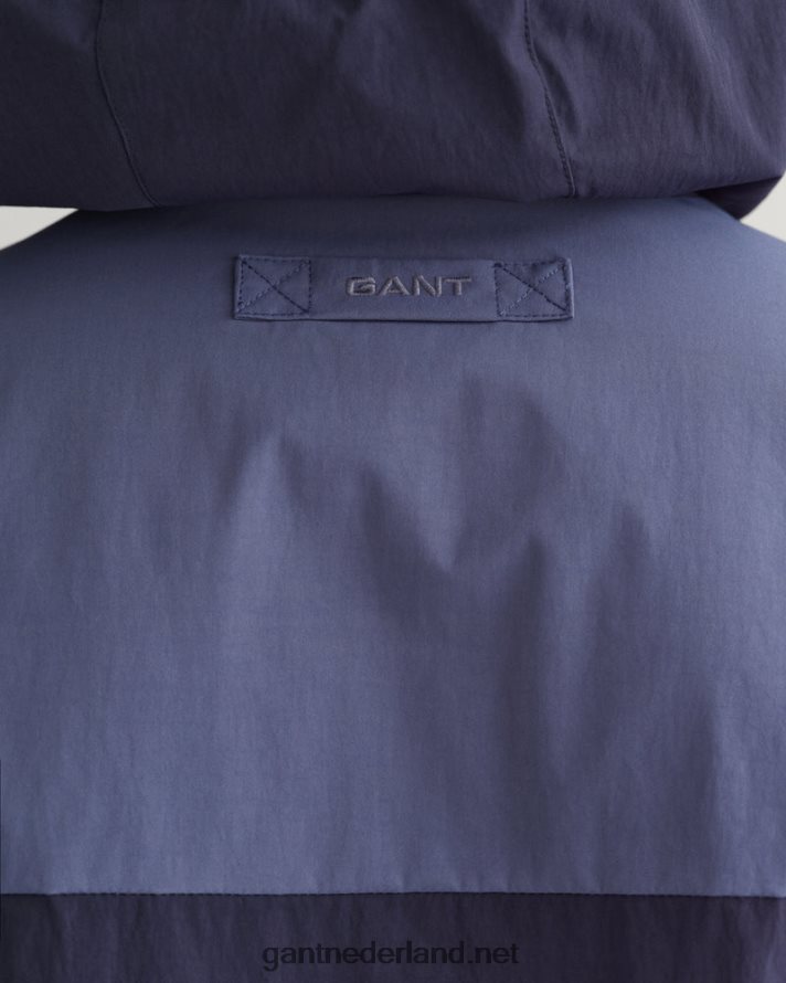 GANT Heren orkaan blauw geblokt jack met capuchon R48460384