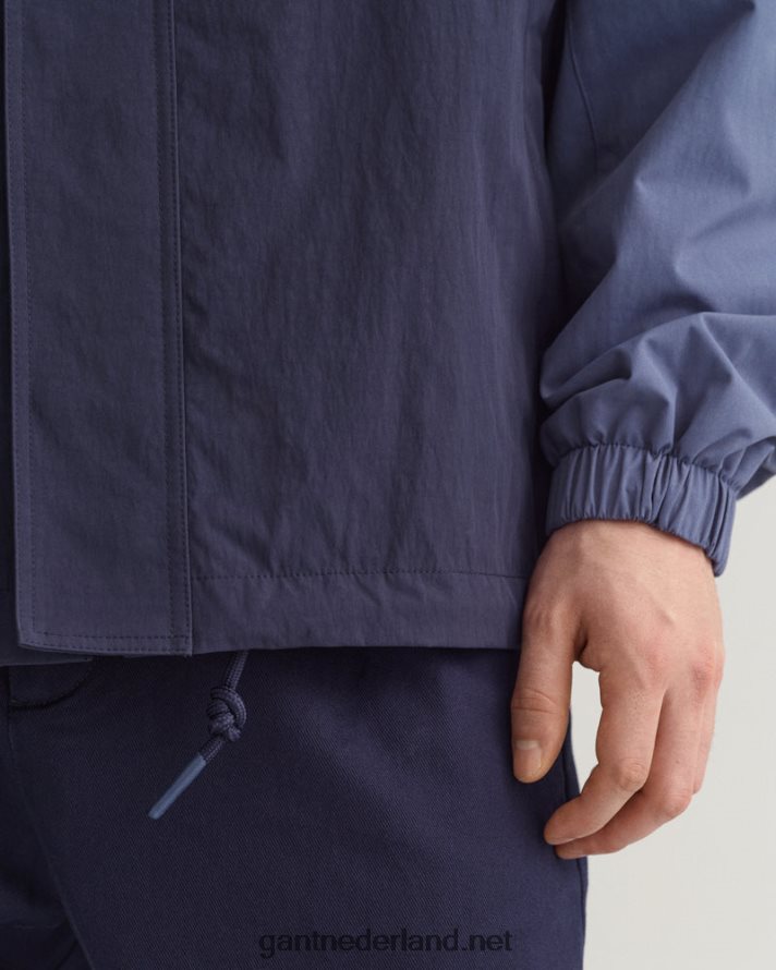 GANT Heren orkaan blauw geblokt jack met capuchon R48460384