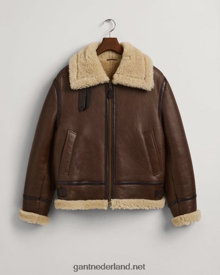 GANT Heren rijk bruin schapenvacht jas R48460370