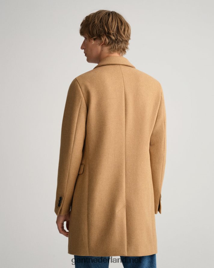 GANT Heren warme kaki klassieke wollen jas R48460388