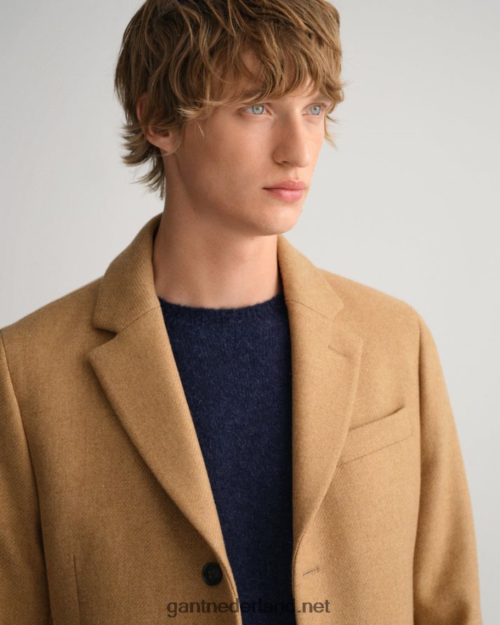 GANT Heren warme kaki klassieke wollen jas R48460388