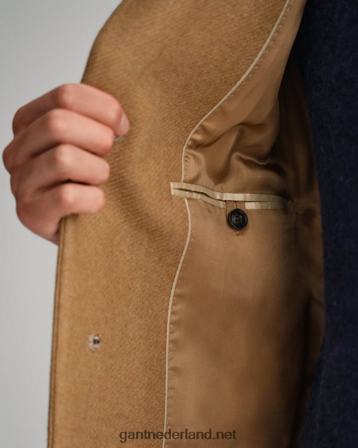 GANT Heren warme kaki klassieke wollen jas R48460388