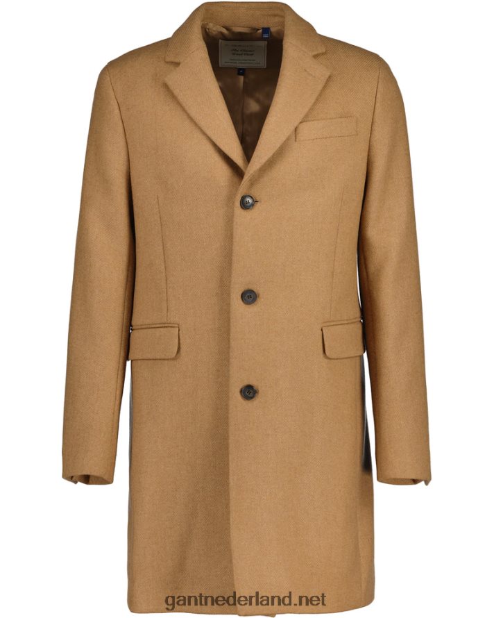 GANT Heren warme kaki klassieke wollen jas R48460388