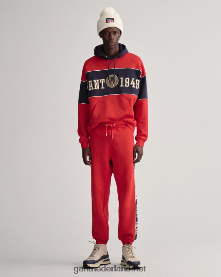 GANT Heren Robijn rood contrasterende joggingbroek aan de zijkant R48460228