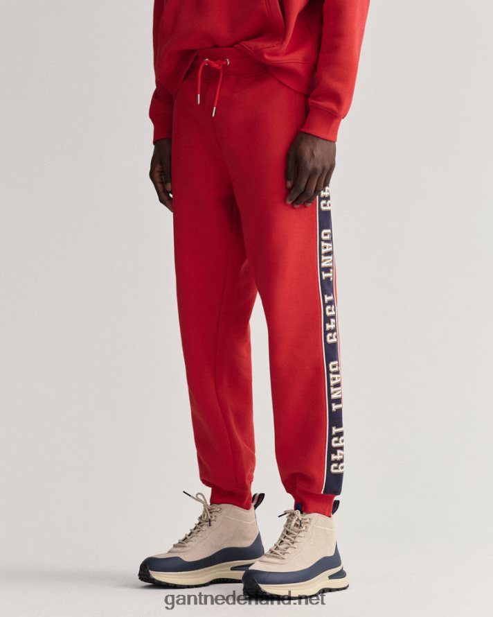 GANT Heren Robijn rood contrasterende joggingbroek aan de zijkant R48460228