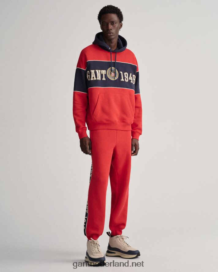 GANT Heren Robijn rood contrasterende joggingbroek aan de zijkant R48460228