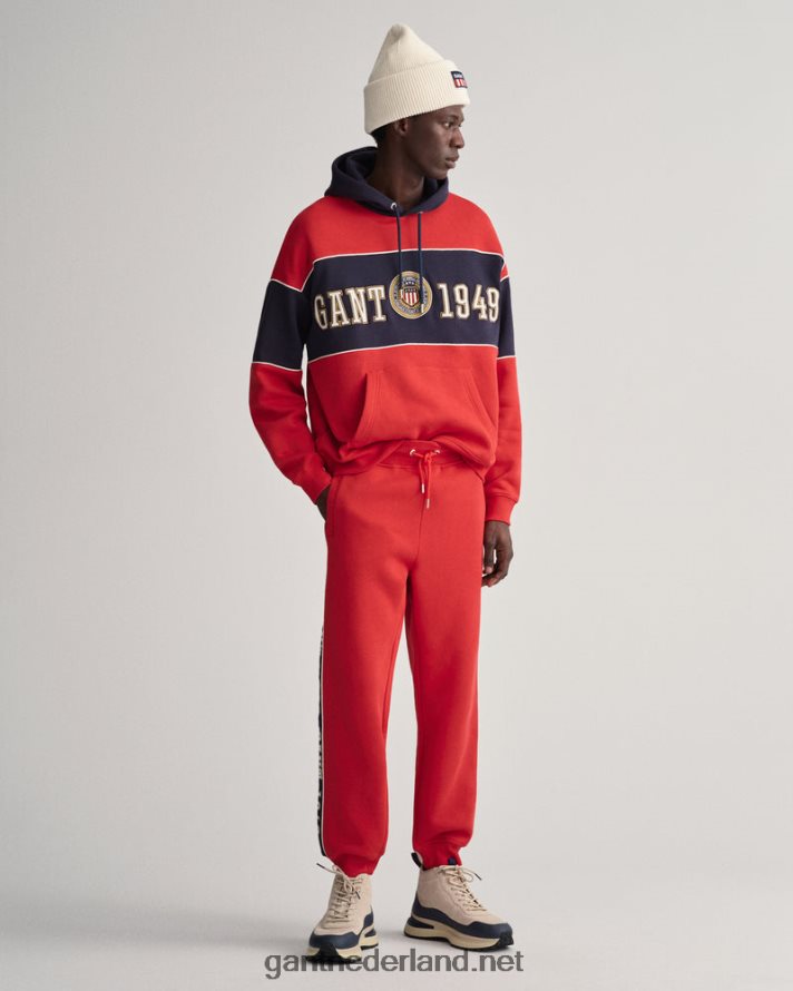 GANT Heren Robijn rood contrasterende joggingbroek aan de zijkant R48460228