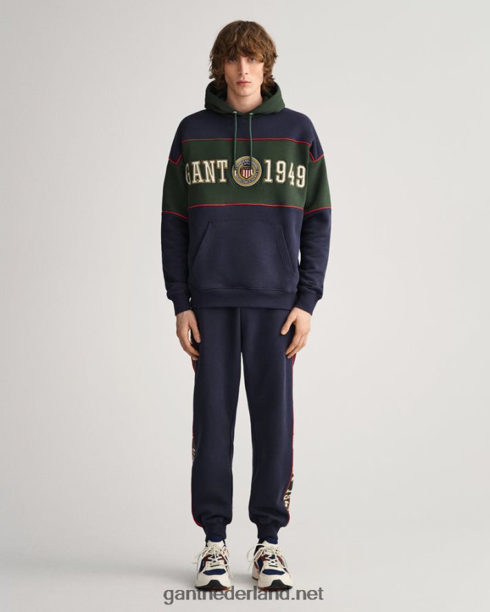 GANT Heren avond blauw contrasterende joggingbroek aan de zijkant R48460268