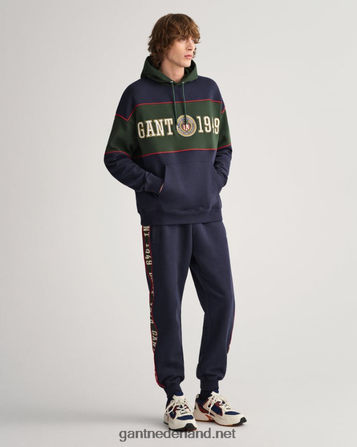 GANT Heren avond blauw contrasterende joggingbroek aan de zijkant R48460268