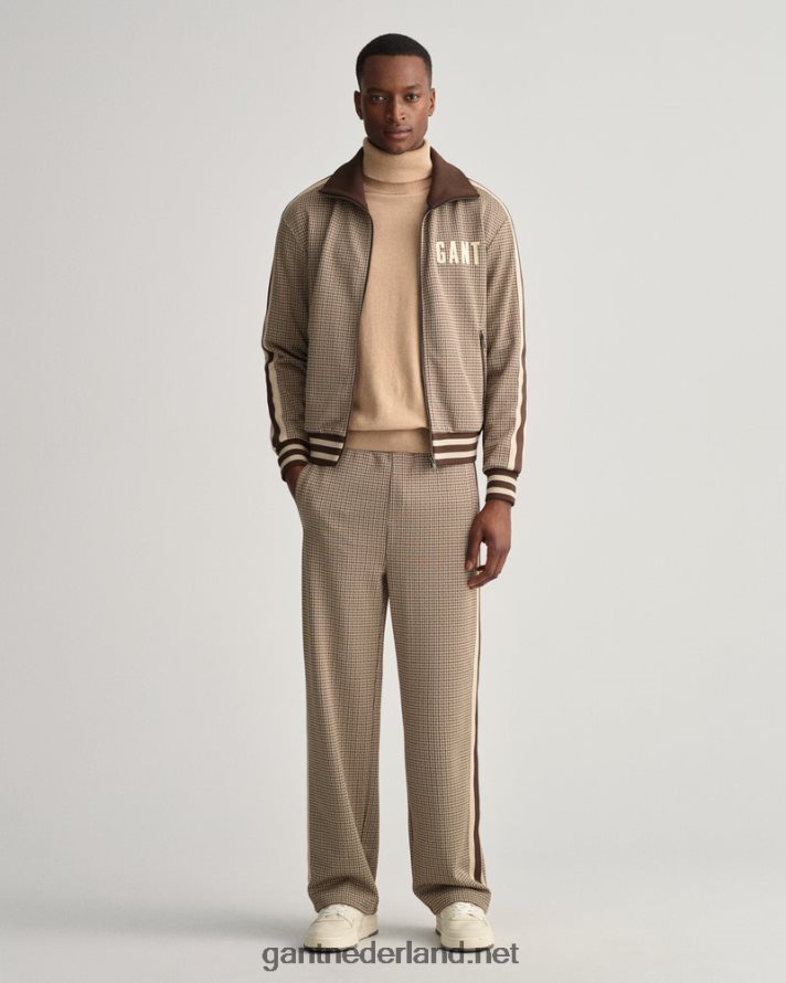 GANT Heren chocolade bruin pied-de-poule trainingsbroek R48460225