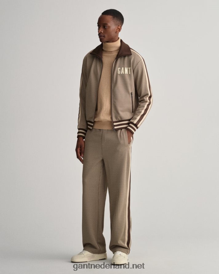 GANT Heren chocolade bruin pied-de-poule trainingsbroek R48460225