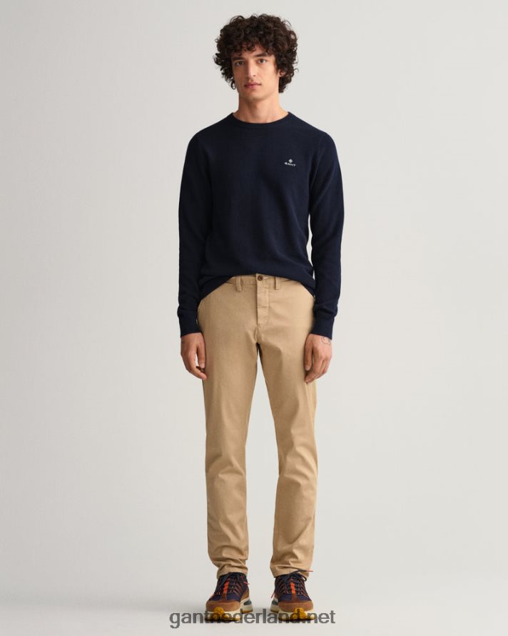GANT Heren donker kaki Hallden slim-fit chino van keperstof R48460406