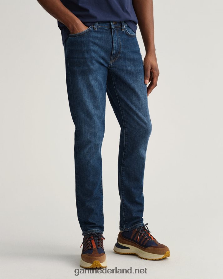 GANT Heren donkerblauw ingedragen hayes slim fit spijkerbroek R48460403
