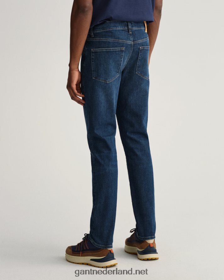 GANT Heren donkerblauw ingedragen hayes slim fit spijkerbroek R48460403