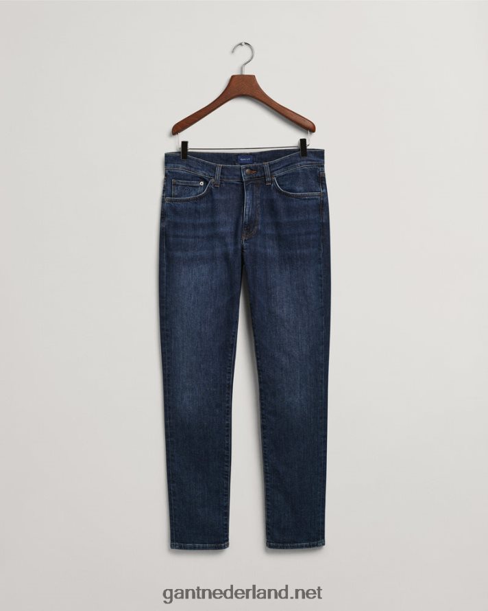 GANT Heren donkerblauw ingedragen hayes slim fit spijkerbroek R48460403