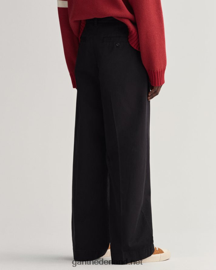 GANT Heren ebbenhout zwart geplooide volumineuze chino R48460401