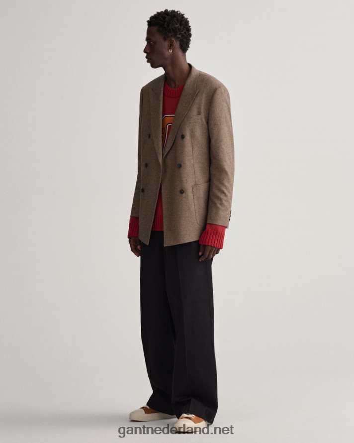 GANT Heren ebbenhout zwart geplooide volumineuze chino R48460401