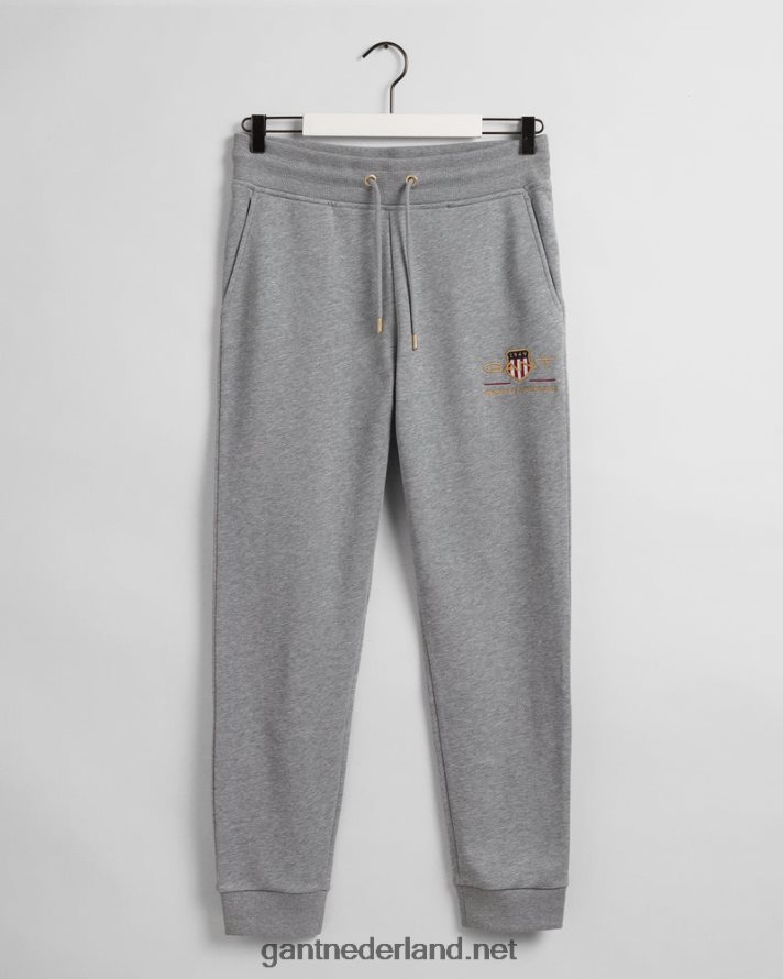 GANT Heren grijs gemêleerd archief schild joggingbroek R48460270