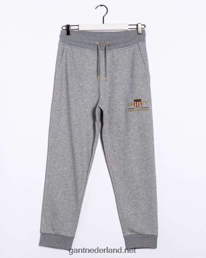 GANT Heren grijs gemêleerd archief schild joggingbroek R48460270