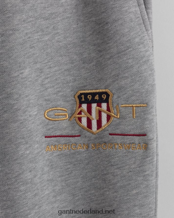 GANT Heren grijs gemêleerd archief schild joggingbroek R48460270
