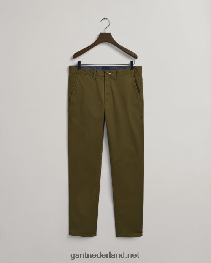 GANT Heren leger groen Hallden slim-fit chino van keperstof R48460412