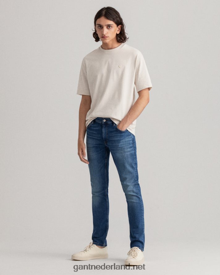 GANT Heren middenblauw ingebroken maxen extra slim fit retro shield jeans R48460416