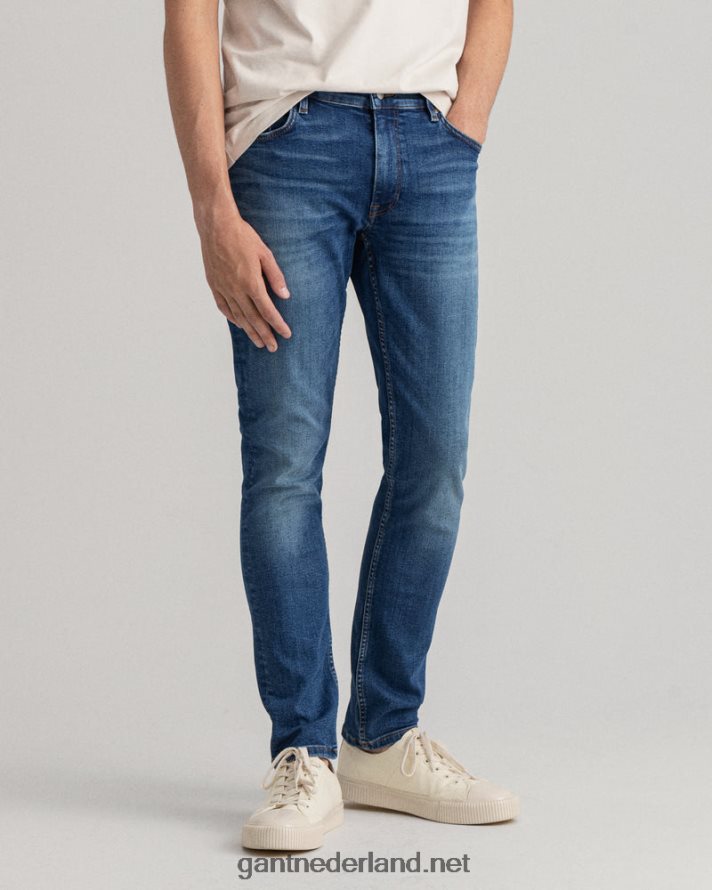 GANT Heren middenblauw ingebroken maxen extra slim fit retro shield jeans R48460416