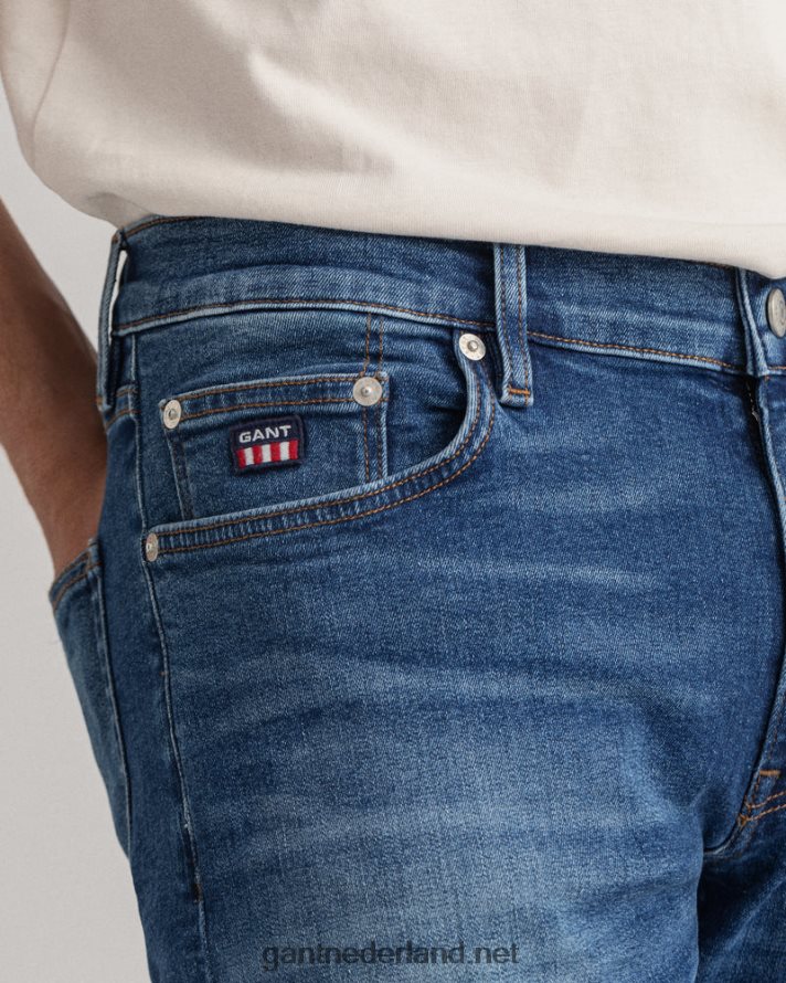GANT Heren middenblauw ingebroken maxen extra slim fit retro shield jeans R48460416